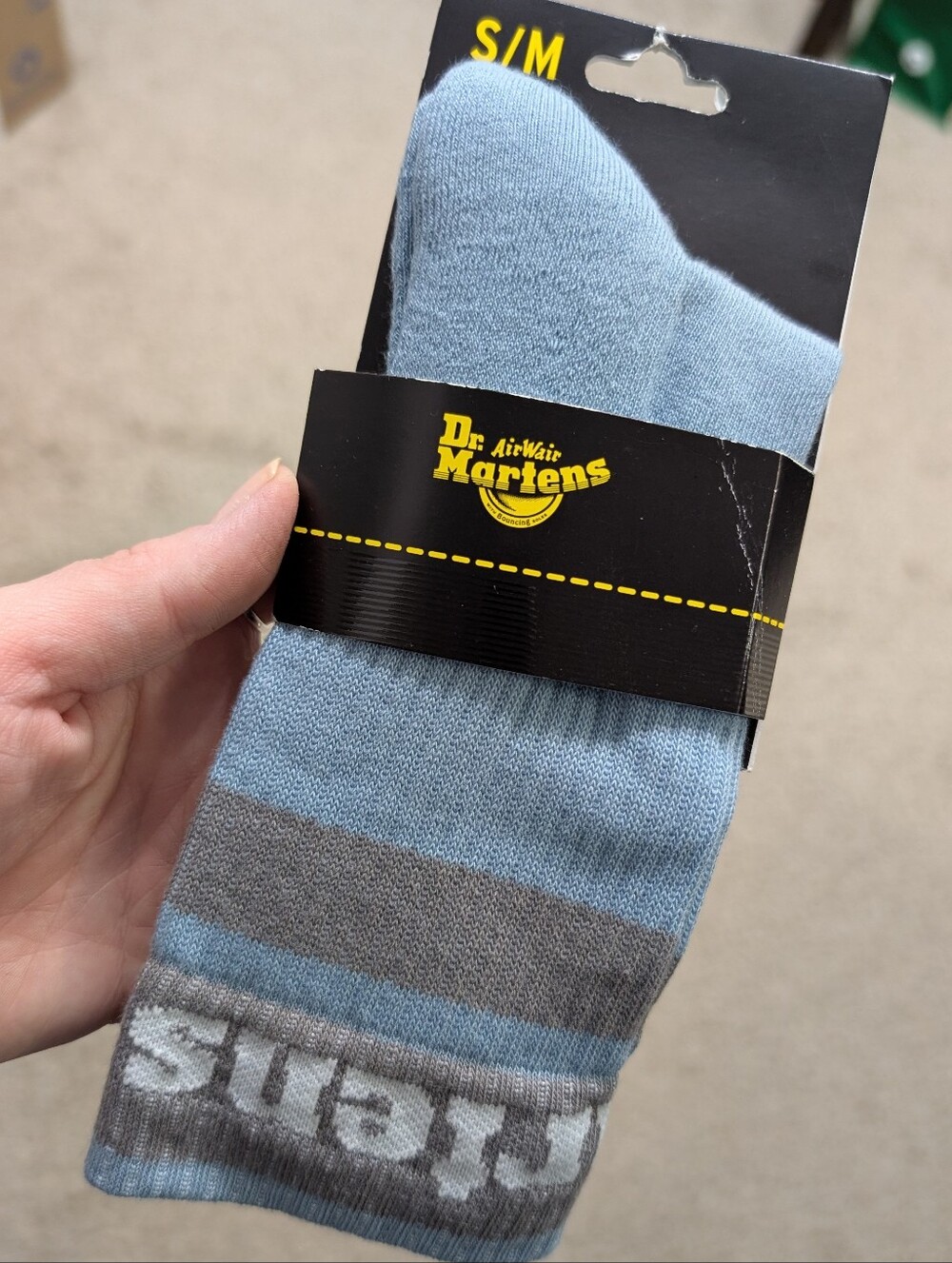 Dr. Martens Baby Blue Blue & Gray Striped Crew Socks